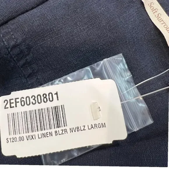 Soft Surroundings Tencel Linen Blend Navy Blue Blazer Jacket Size Large NWT - Picture 10 of 16